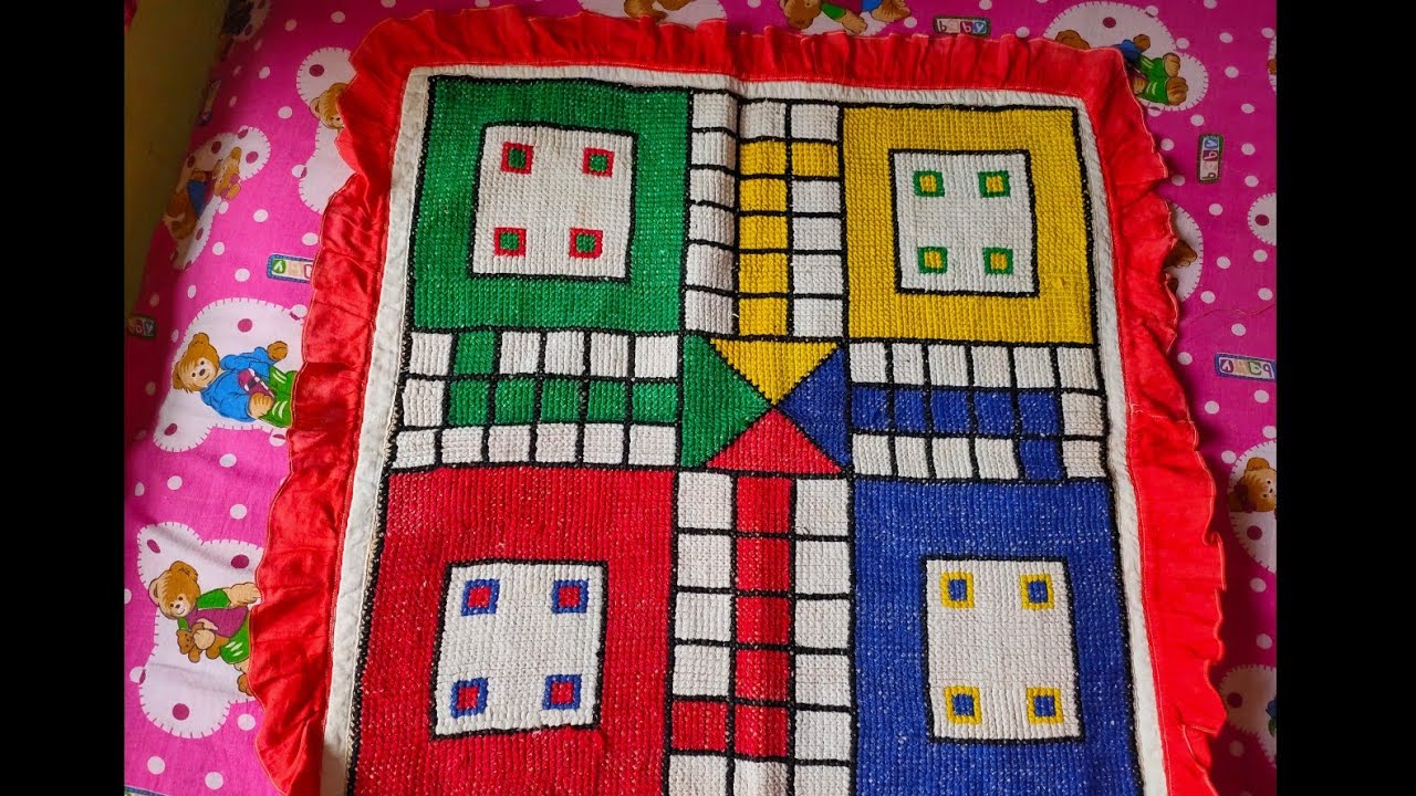 Cross stitch ludo Asan design/woolen Asan design/woolen sitting mat/Bhorat Asan design/table mat