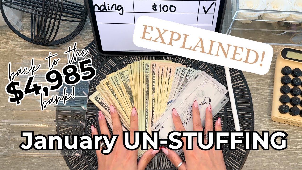CASH UNSTUFFING EXPLAINED | HOW TO UNSTUFF CASH ENVELOPES AFTER SPENDING | TAKING $4,985 TO THE BANK