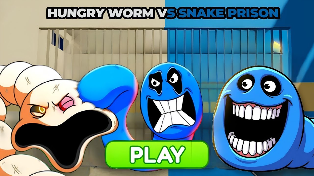 HUNGRY WORM VS HUNGRY SNAKE PRISON RUN! (OBBY) - Hungry Snake Escapes Hungry Prison! | Goat Gaming