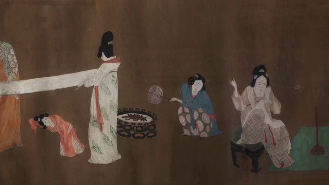 捣练图: Ladies Preparing Newly Woven Silk