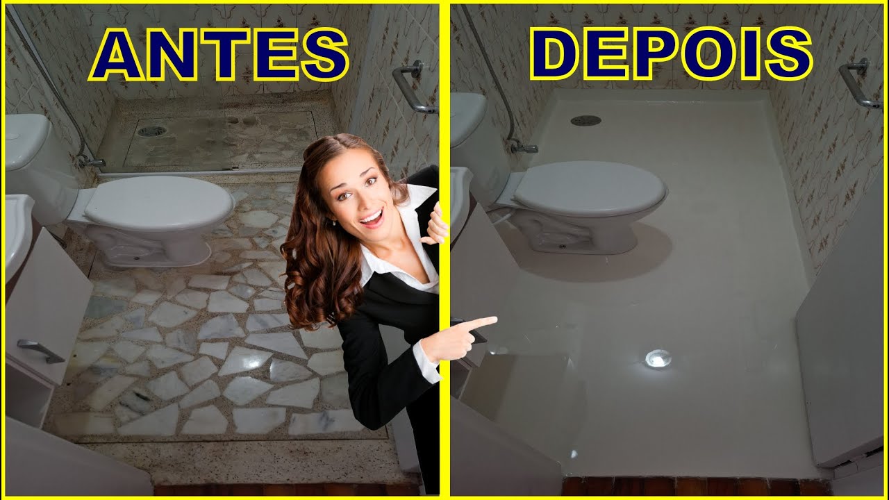 Porcelanato liquido bege em banheiro todas as etapas