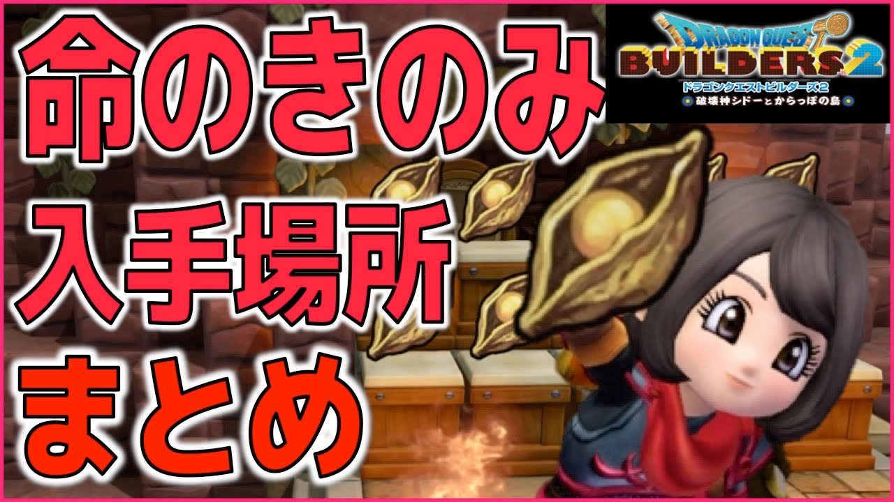【ドラクエビルダーズ2(DQB2)】超絶分かりやすい！いのちのきのみの入手場所まとめ！解説あり（ネタバレ注意）