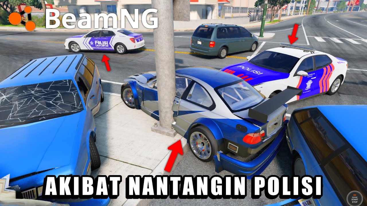 Akibat Bikin Rusuh! Mobil BMW Razor Sampe Tak Berdaya Polisinya Ganas Ganas - BeamNG Drive Indonesia