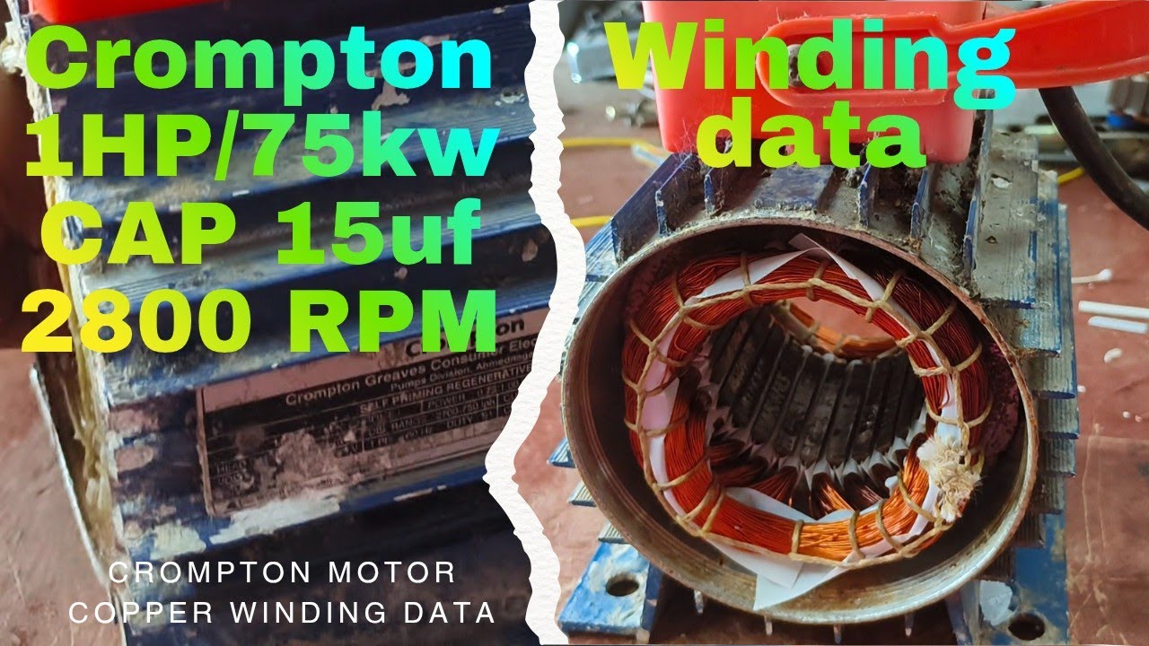 0.75/1Hp Crompton motor copper winding data ।। CAP 15uf 2800 RPM ।। 6 साल की फुल गायरेंटी।