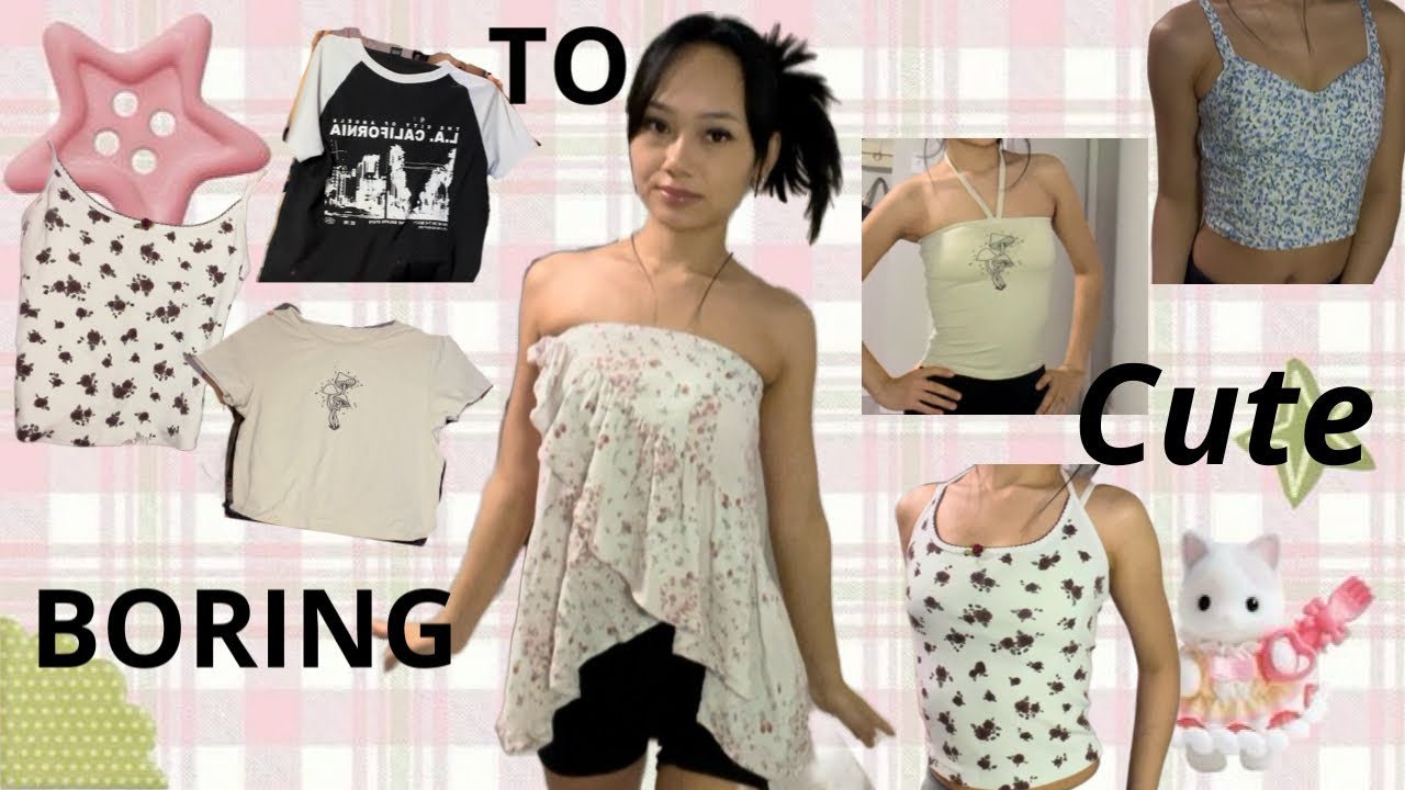 Turning my boring clothes to cute💕 #sewing #tutorial 