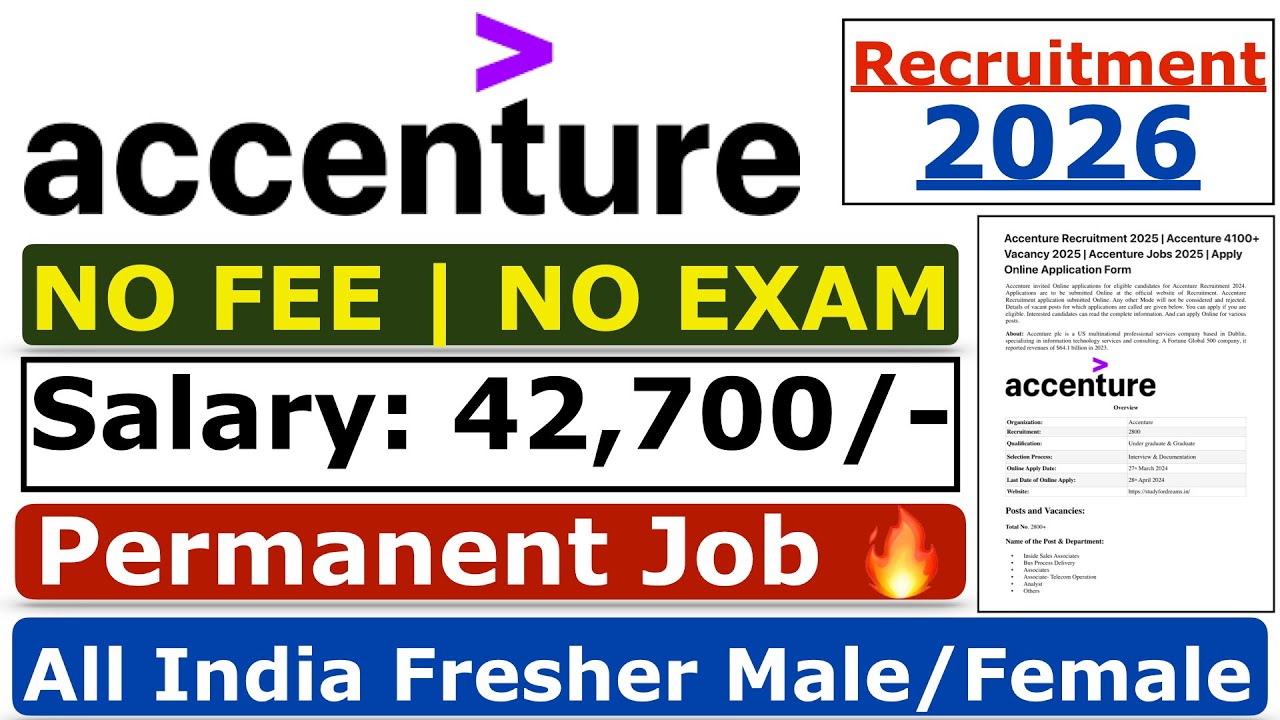 Accenture Recruitment 2026 | Hiring Freshers | Accenture Mass Hiring 2026 | Accenture Vacancy Job