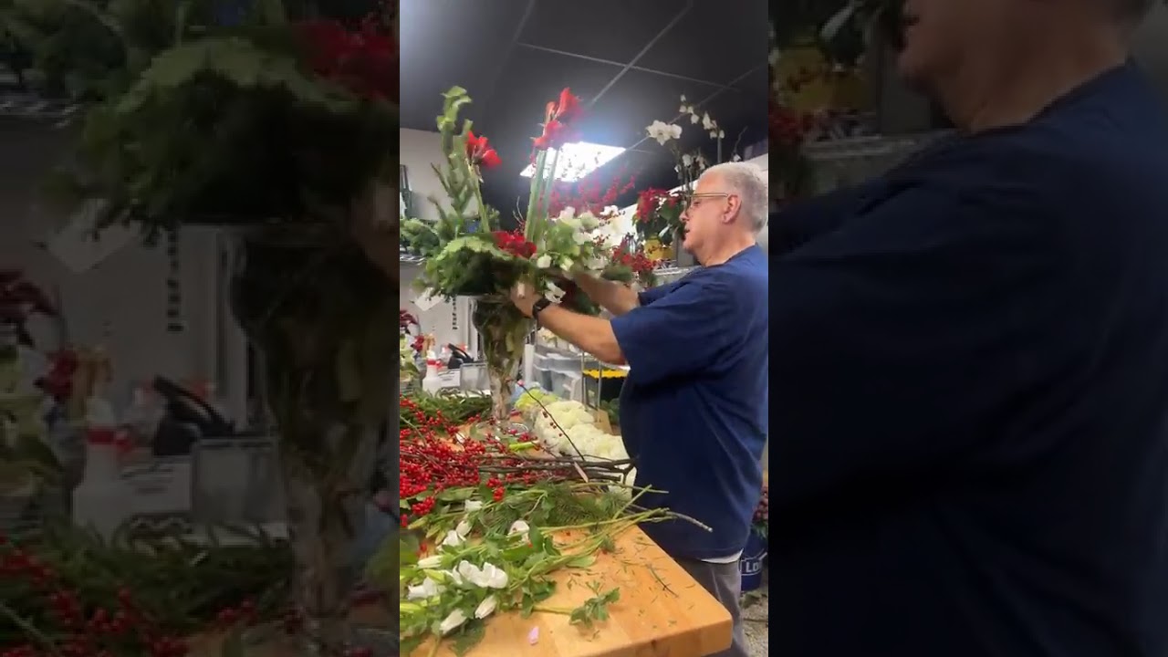 Today’s “little bit of happy” is making a holiday arrangement for a Christmas party tomorrow!