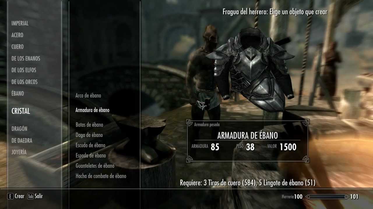 SKYRIM | Guia De Herreria | Armaduras De Ebano & Cristal 2/4
