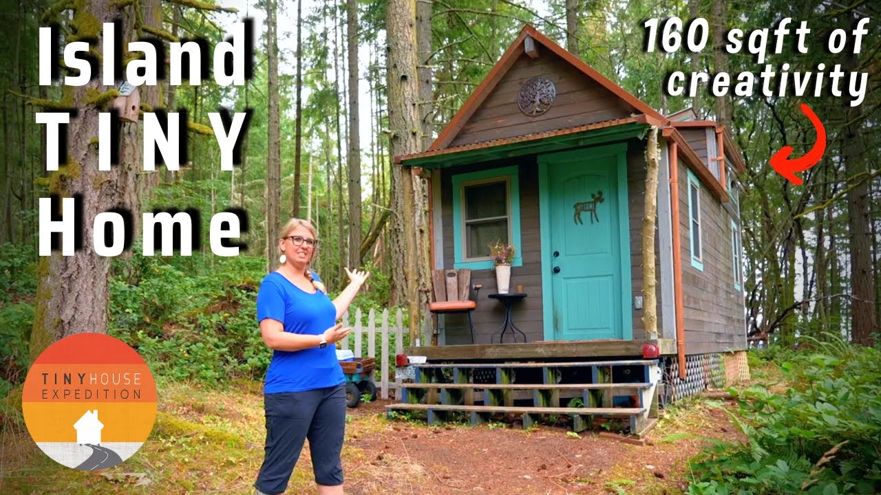 She built a cute $40k TINY HOUSE & towed it from 8000-ft Mtn to an Island
