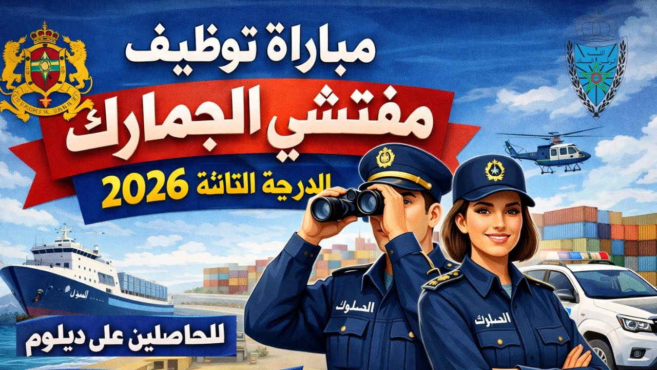 للحاصلين على دبلوم الإعــــلان عن مباراة توظيف مفتشي الجمارك من الدرجة الثالثة 2026