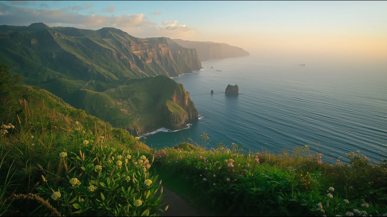 Madeira Relaxing Music in Fado Style with ocean waves | Atlantic Coast Calm Soundscape