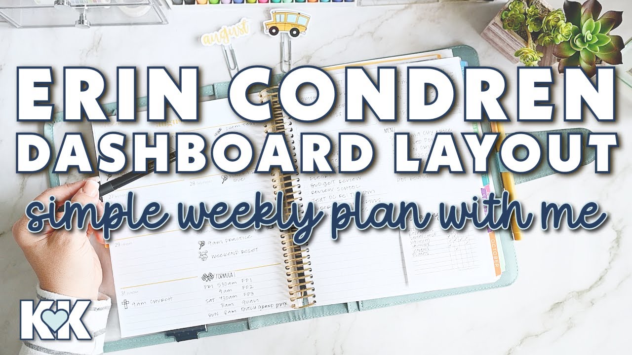 Erin Condren Functional Plan with Me Icons and Pen Only Dashboard Layout LifePlanner Simple Weekly
