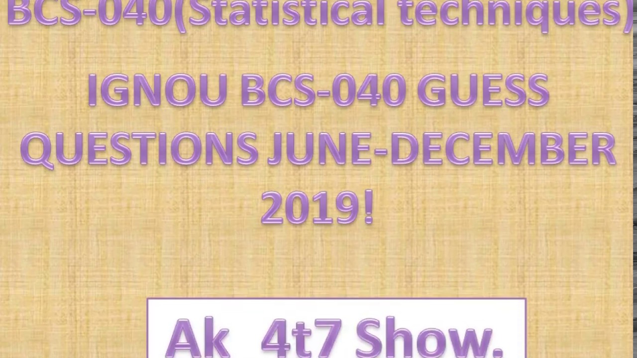BCS-40-Statistical techniques important topics