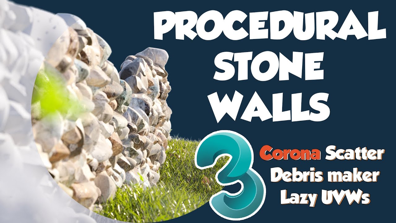 Generating procedural stone walls in 3ds Max with Corona Scatter