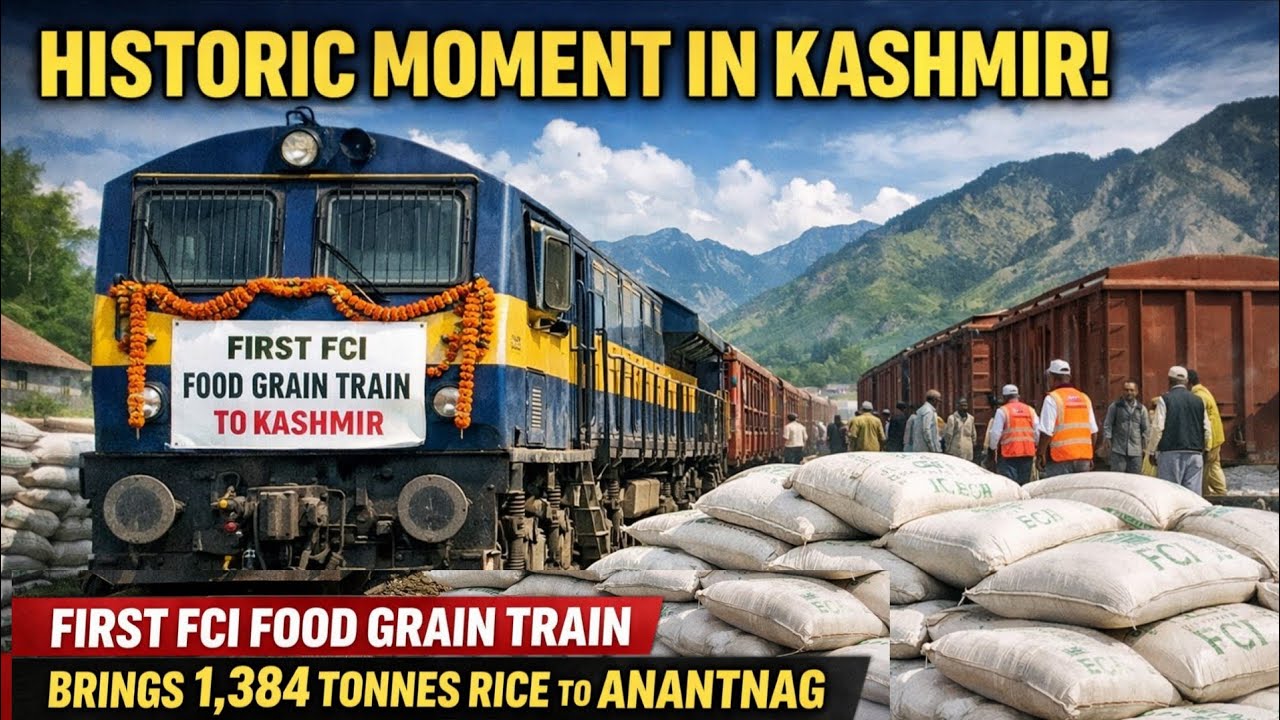 Historic Moment in Kashmir | First FCI Food Grain Train Brings 1,384 Tonnes Rice to Anantnag #usbrl 
