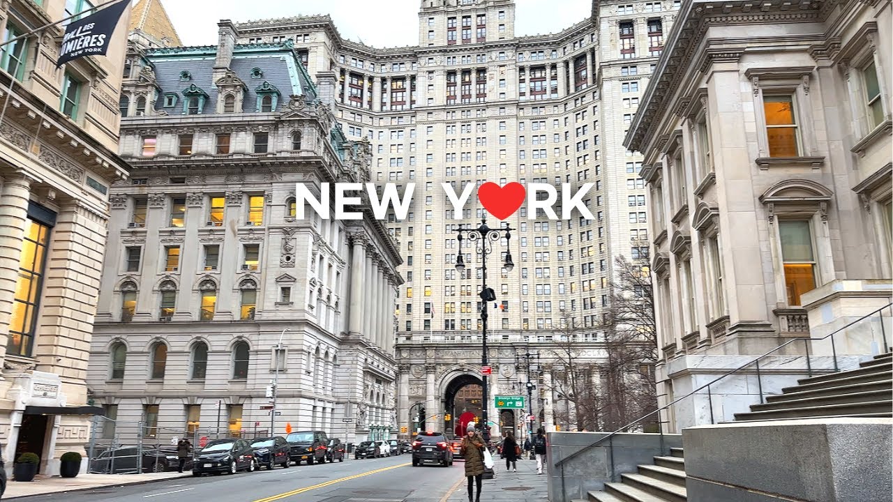 [4K]🇺🇸Нью-Йорк🗽🚕: Прогулка по административному центру, Чайнатаун/Ужин в Тай Сон🍜, 30 января 2024 г.