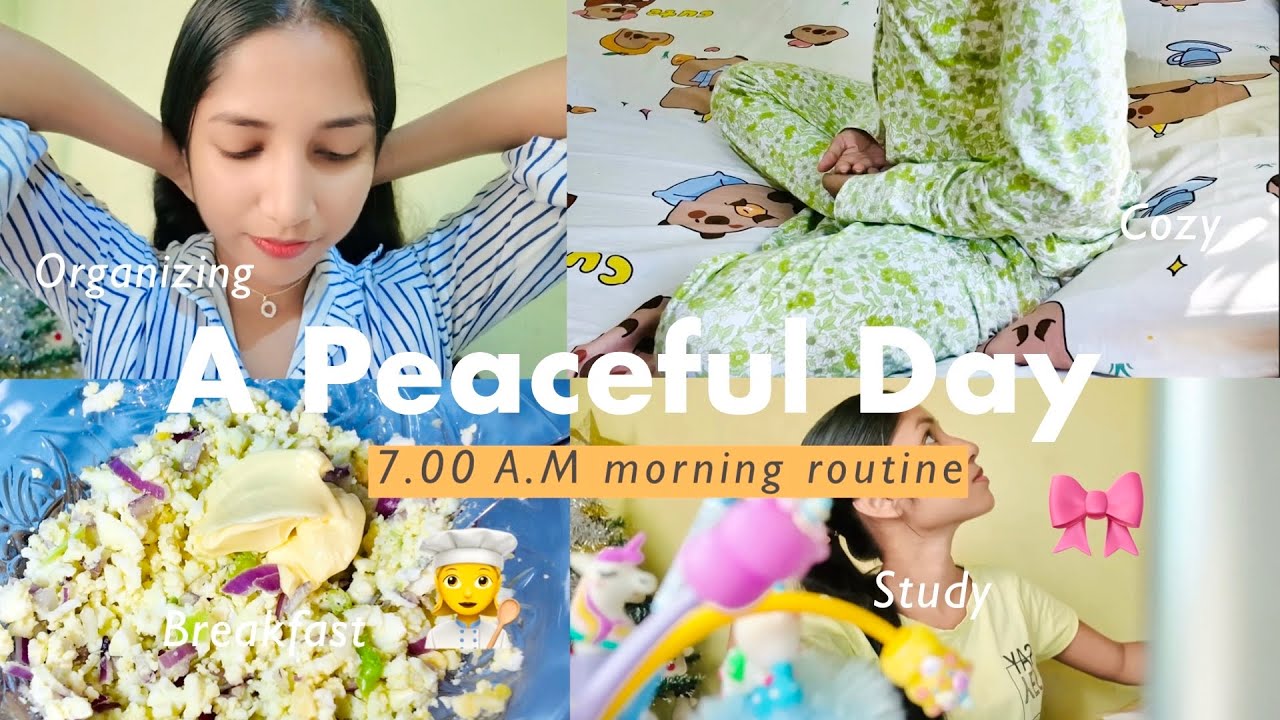 7 AM productive morning routine 🛏️✨🍓 | Study + Making breakfast + Cozy + Organizing #study 