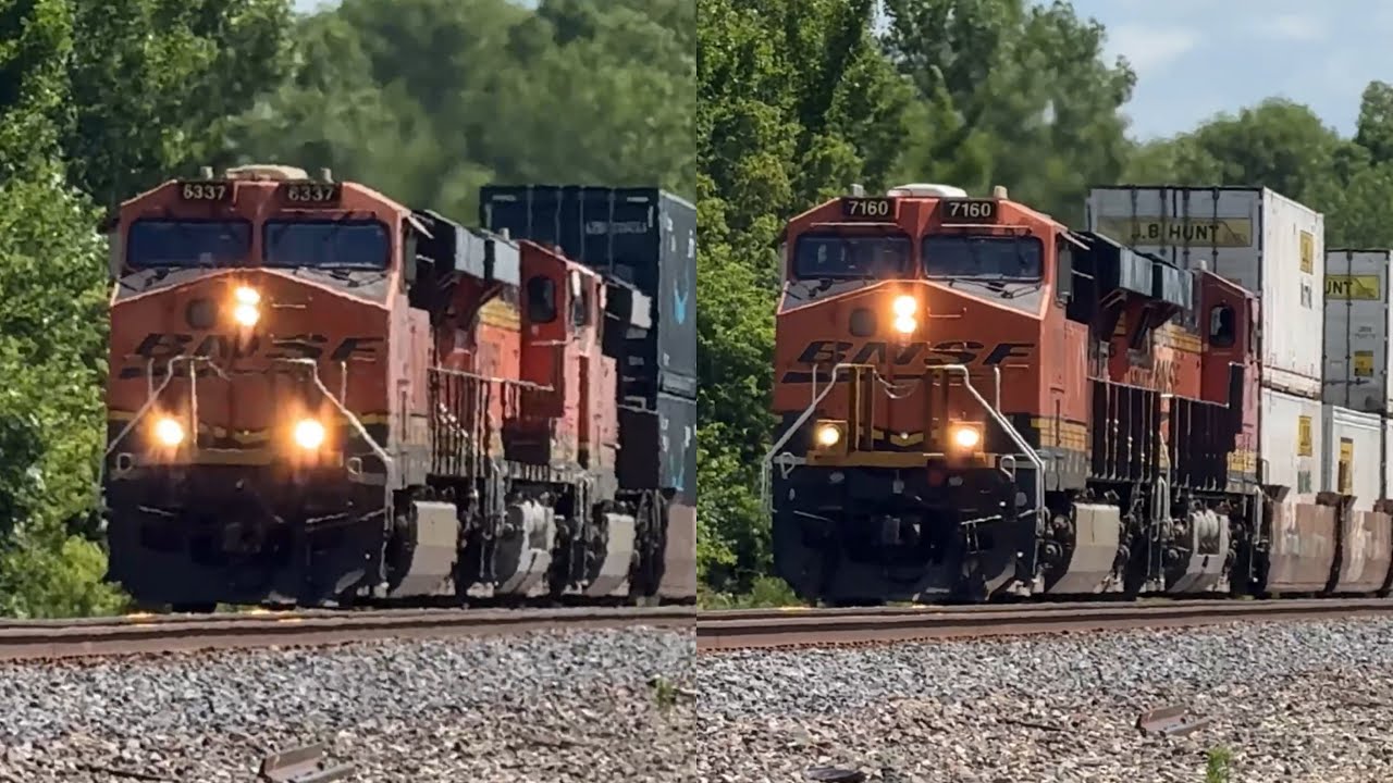 Two fast moving BNSF Intermodal Q trains! BNSF Transcon: Marceline sub..6/28/25