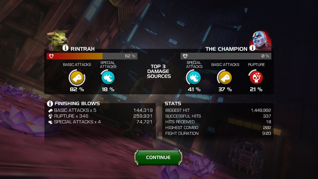 Epic Rintrah Rupture Domination vs The Champion! 💥 346x Rupture Finishing Blows in MCOC