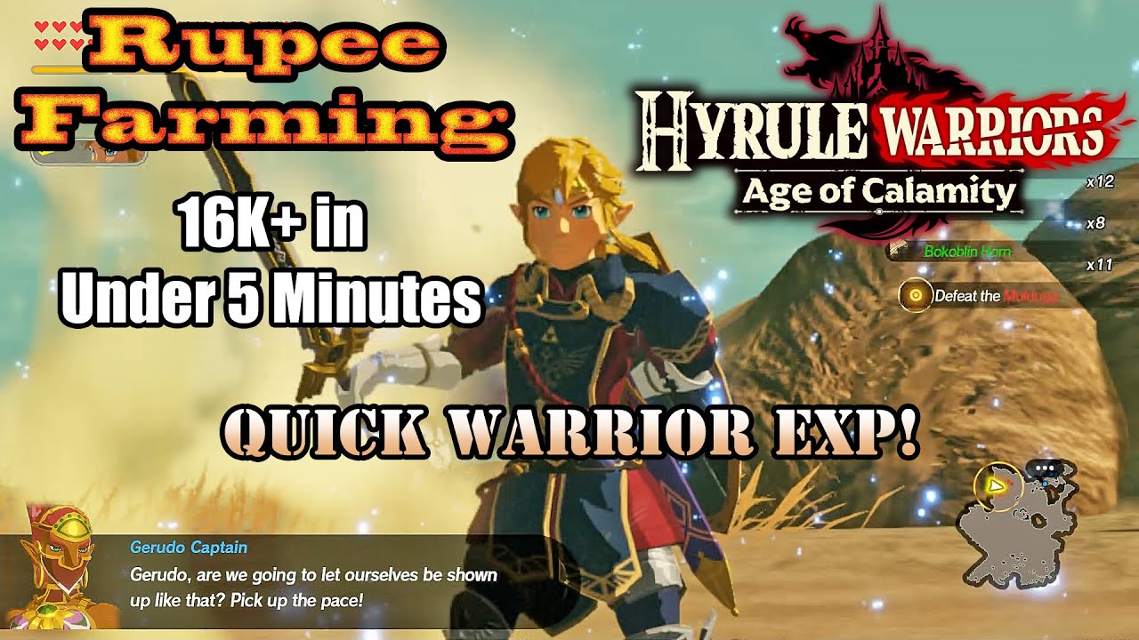 Hyrule Warriors: Age of Calamity -  Rupee Farming: 16K+ in Under 5 Mins - Quick Warrior EXP!