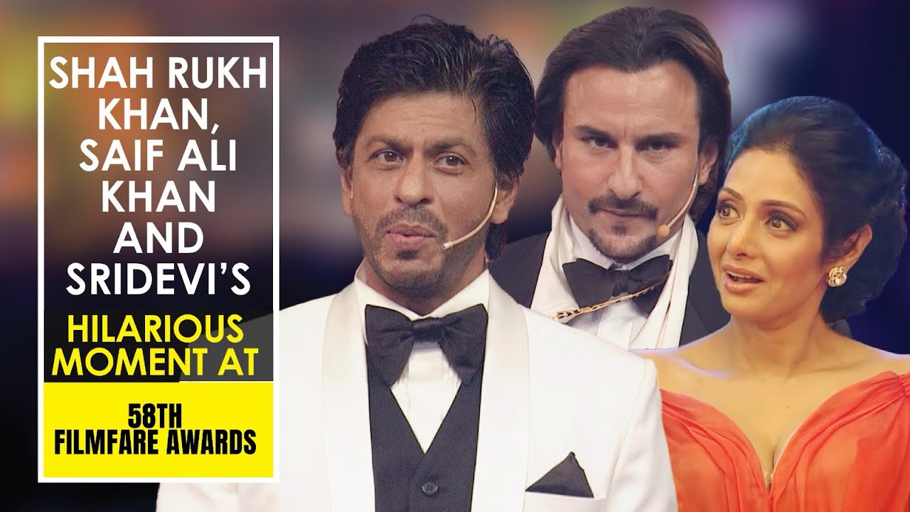 Шахрукх Кхан, Саиф Али Кхан и Шридеви веселятся на 58-й церемонии вручения премии Filmfare Awards