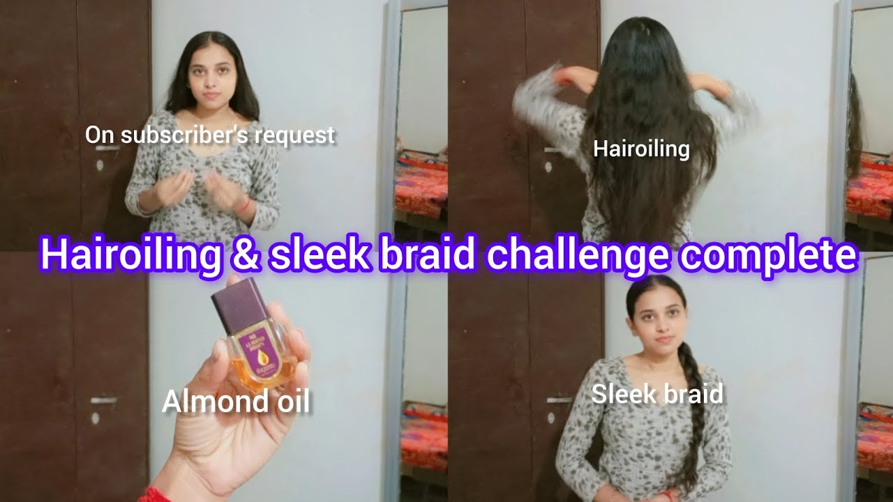Hairoiling & sleek braid challenge complete🌺💗 || on subscriber's request #aestheticgirl #hairoiling 