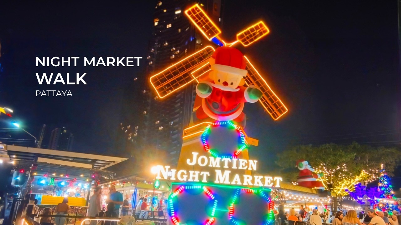 Jomtien Night Market Pattaya 🇹🇭 | Night Market Walk POV (Real Sounds) |4k