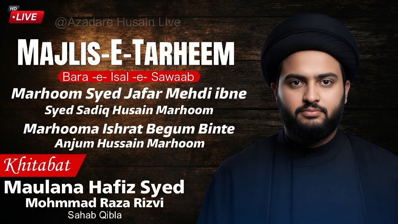 Live 🔴 Majlis E Tarheem | Khitabat Maulana Hafiz Syed Mohd Raza Rizvi | 8th Feb, 2026 (Sunday)