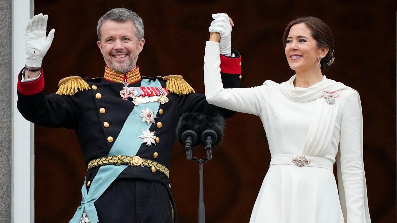 Queen Mary stuns in an all white dress in her first appearance as a monarch