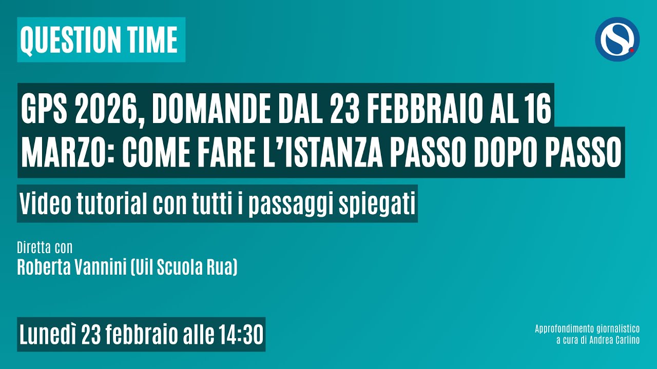 VIDEO TUTORIAL IN DIRETTA | GPS 2026, tutti i passaggi spiegati passo dopo passo [con QUESTION TIME]