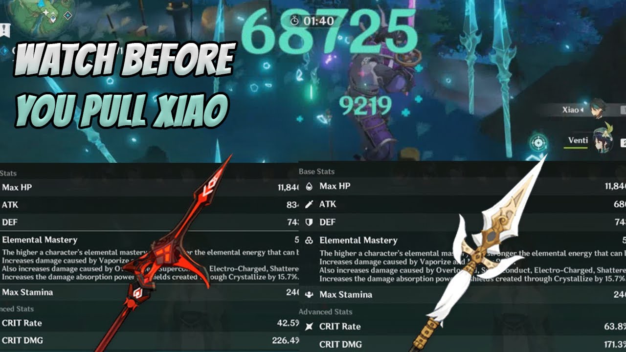 Xiao weapon showcase Blackcliff Pole Vs White Tassel Insane damage | Genshin Impact