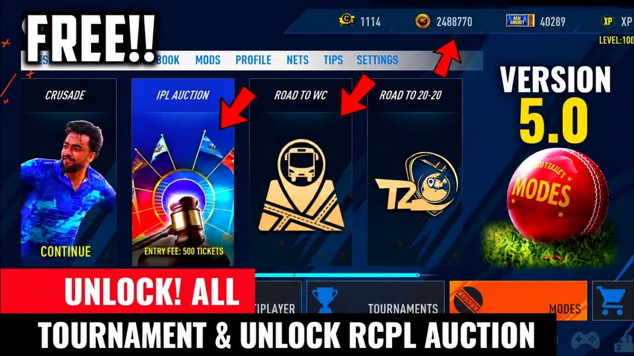 🔥 HOW TO UNLOCK FREE‼️ ALL TOURNAMENT in Real Cricket&trade; | V5.0 | Free Unlock Rcpl Auction in 2 Minute