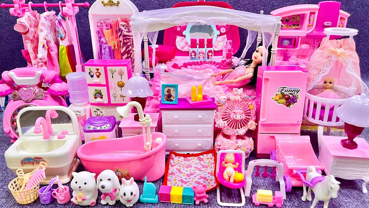 15 Minutes Satisfying with Unboxing Barbie Princess Bed & Wardrobe Collection Toys Review | ASMR