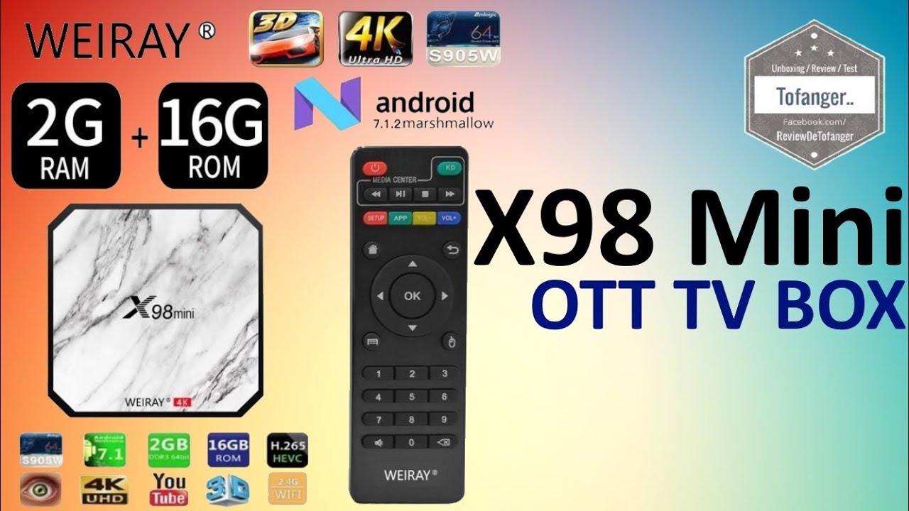 X98 Mini Android TV Box - Телевизор OTT BOX - 2 ГБ оперативной памяти 16 ГБ - AmLogic S905W