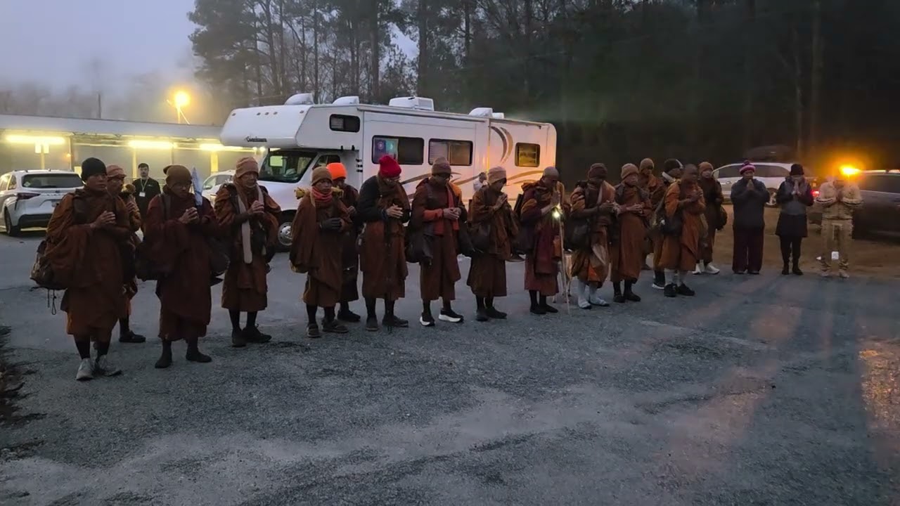 Jan 2, 2026: Morning Praying; Walk For Peace in the World by Buddhist Monks in USA - Good Hope, GA