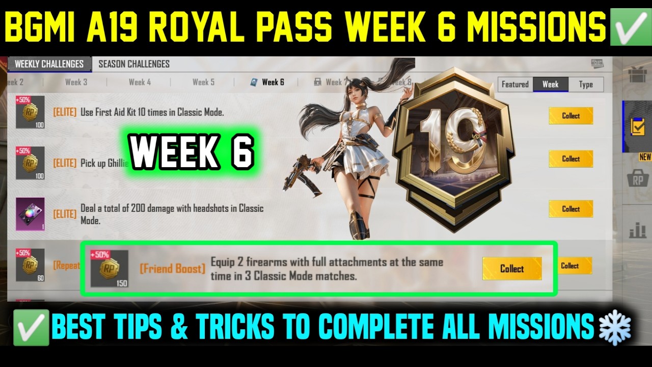 A19 RP WEEK 6 MISSION / BGMI WEEK 6 MISSIONS EXPLAINED / SEASON 29 BGMI A19 ROYAL PASS WEEK 6