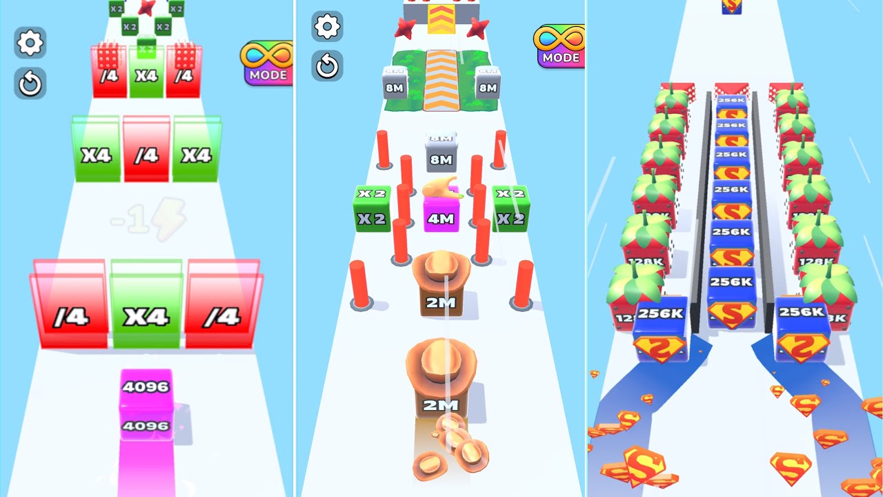 Jelly Run 2048 SHOWDOWN Gameplay | 3 Shapes Race Challenge |64M vs 128K vs 32B vs 8T Battle | Part 3