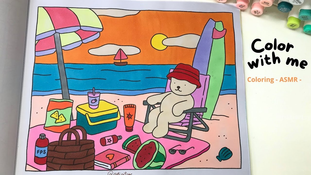 Colorindo Colorindo Bobbie Goods Brasil 🇧🇷🐶 | Dia na Praia -Dias Quentes |Ohuhu Markers -