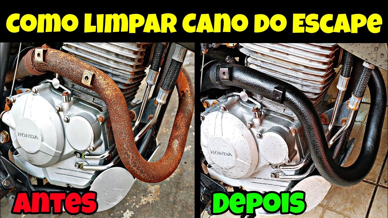 Como Limpar Cano de Escape de Moto Enferrujado e Encardido.
