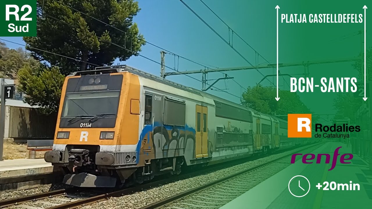 Rodalies de Catalunya R2sud: Ruta en S-450 de Platja de Castelldefels a Barcelona-Sants
