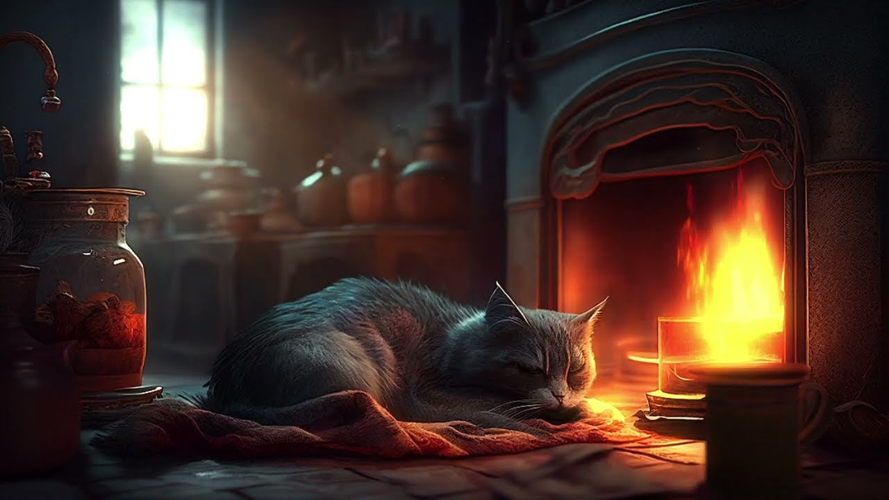 Crepitar da lareira em um dia frio - relaxante 🔥❄️ 1 hora de som ambiente