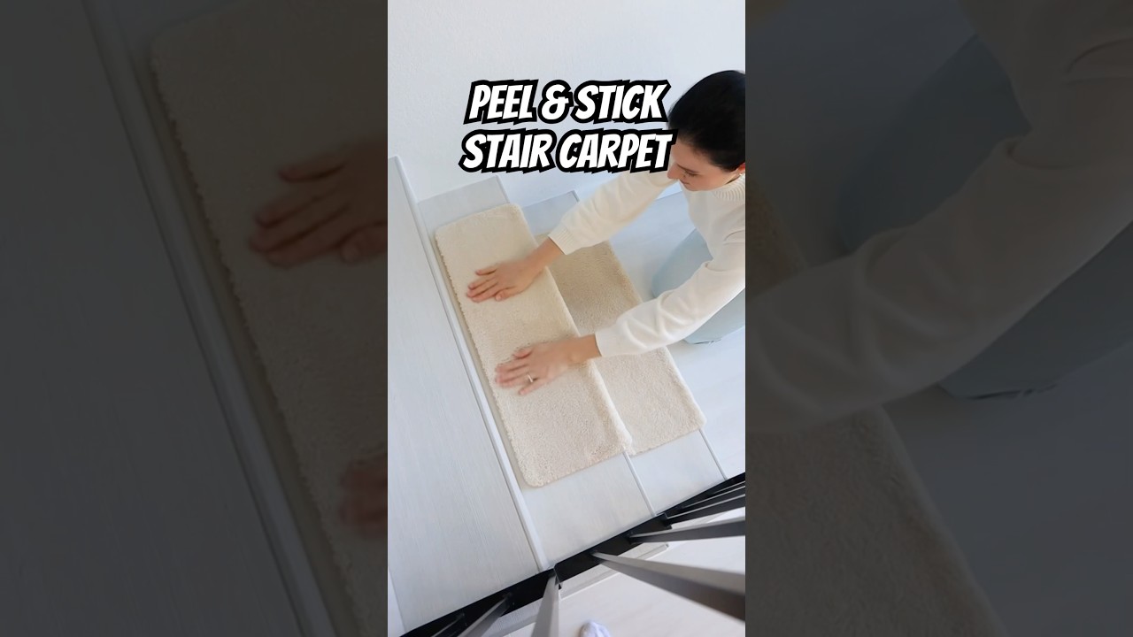A peel & stick stair carpet 👀🙌 