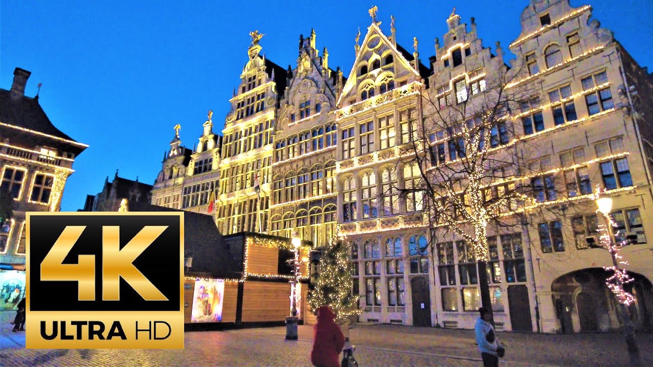 Christmas market - 🇧🇪ANTWERP, Belgium 🇧🇪- 4K 60fps Beautiful Christmas lights 2022