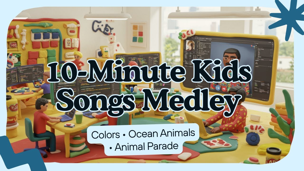10 Minute Kids Songs Medley Nonstop  Colors, Ocean Animals, Animal Parade, Action & Dinosaur Stomp L