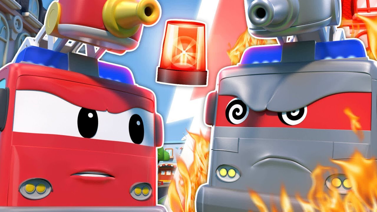 ¡Cuidado! ¡CAMION DE BOMBEROS ROBOT MALVADO causa CAOS en la ciudad! | Rescate de Carros & Camiones