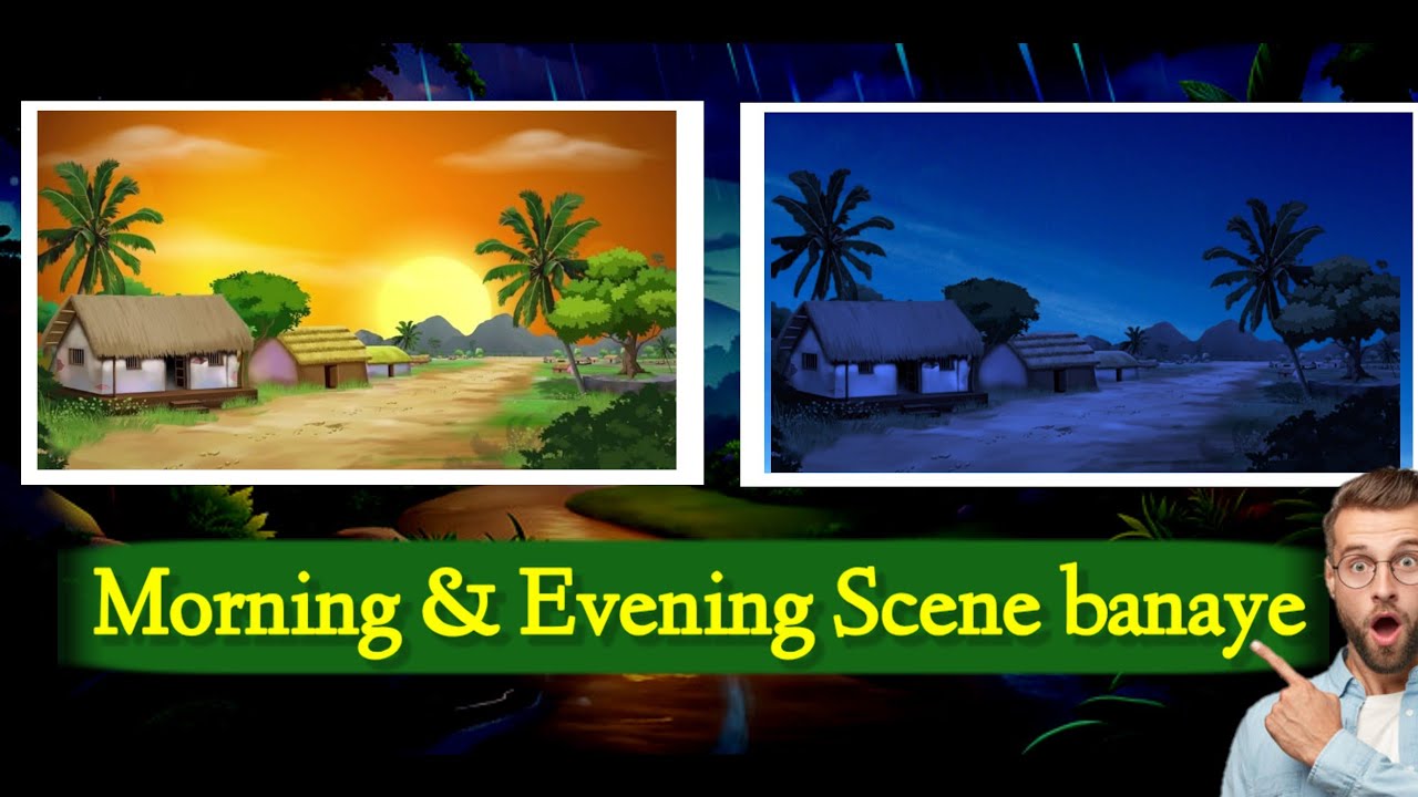 Morning & Night ka Scene Kaise banate hai || Cartoon video kaise banate hai || Croma toons😲
