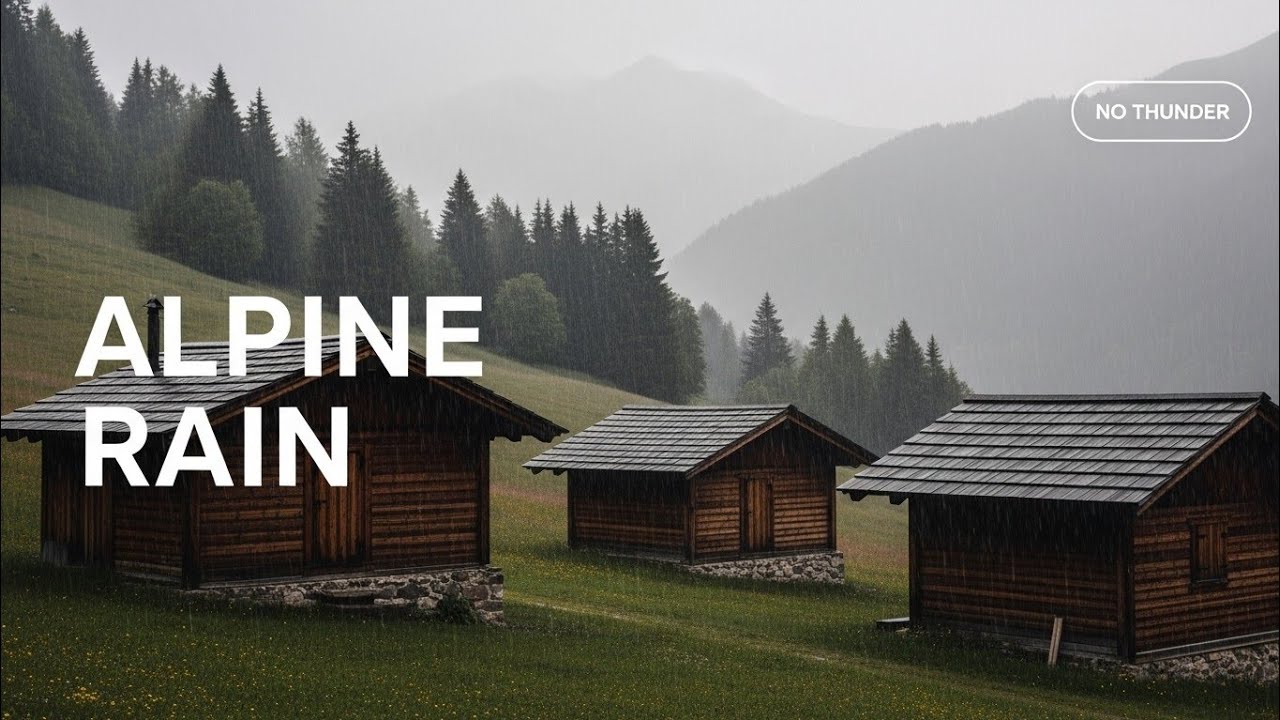 ASMR Rain 🌧️ Cozy Alpine Cabin Roof Ambience | No Thunder • No Music (4 Hours)