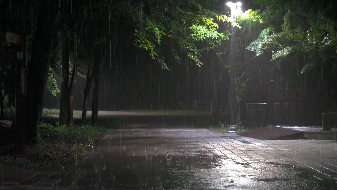 Get Over Insomnia with Heavy Rain & Robust Thunder Sounds Pierces a Tin Roof of Forest Farm at Night