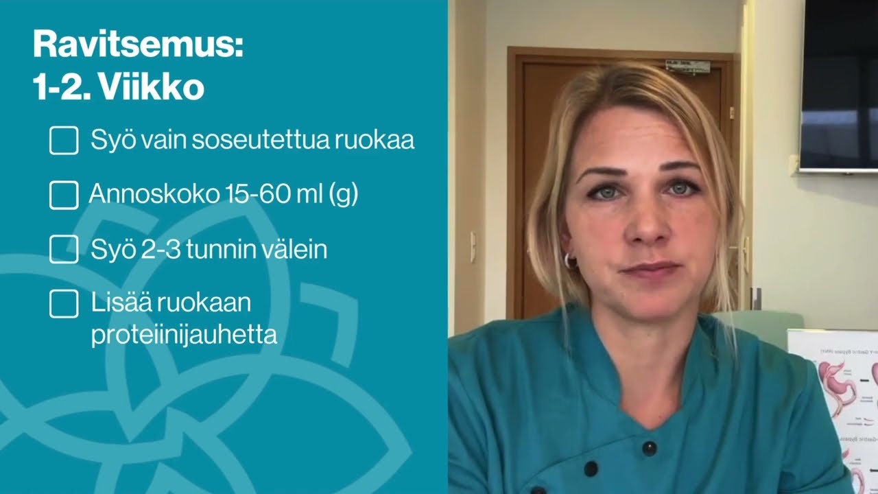 Videoluento: Ravitsemus 1. kuukaudella lihavuusleikkauksen jälkeen