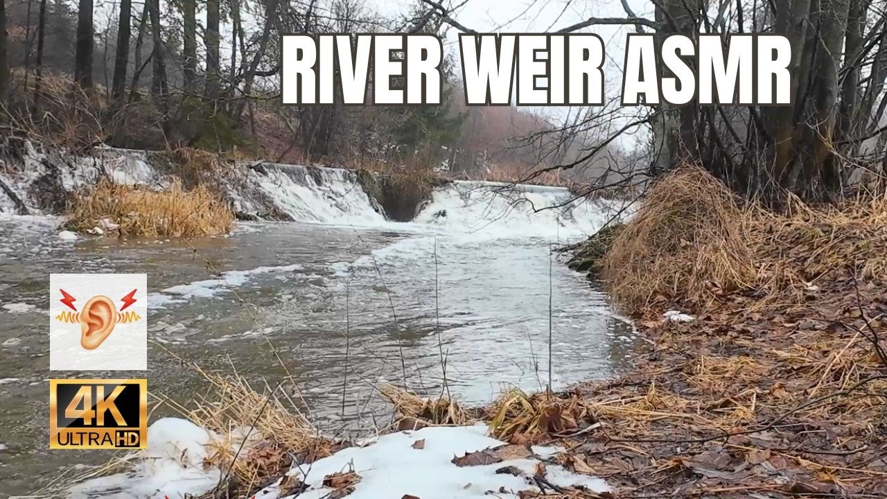 🌫️ Winter Weir ❄️ | Calm Water Sounds & Peaceful Nature ASMR 🌊